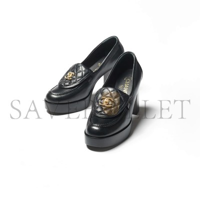 CHANEL MOCCASINS LAMBSKIN BLACK 9CM G46692